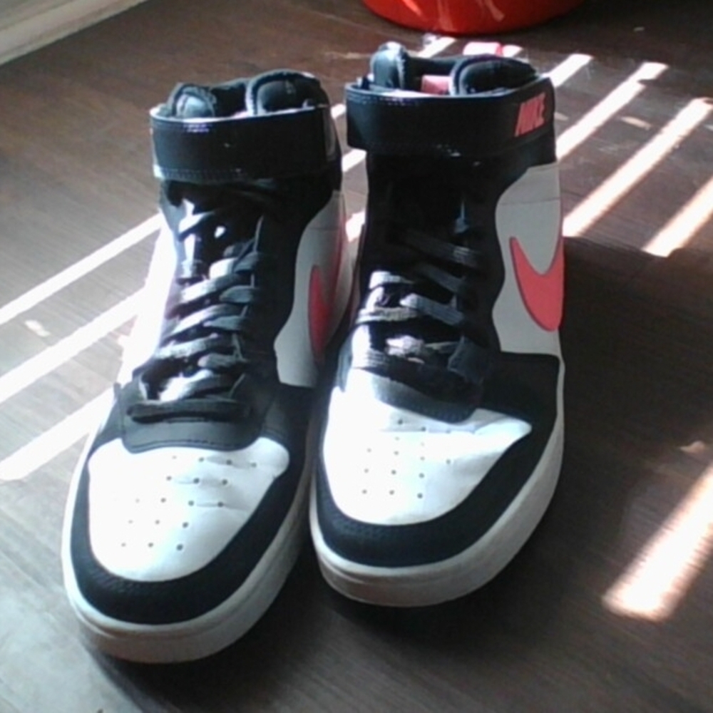 Nike Black and Pink High-Top Sneakers